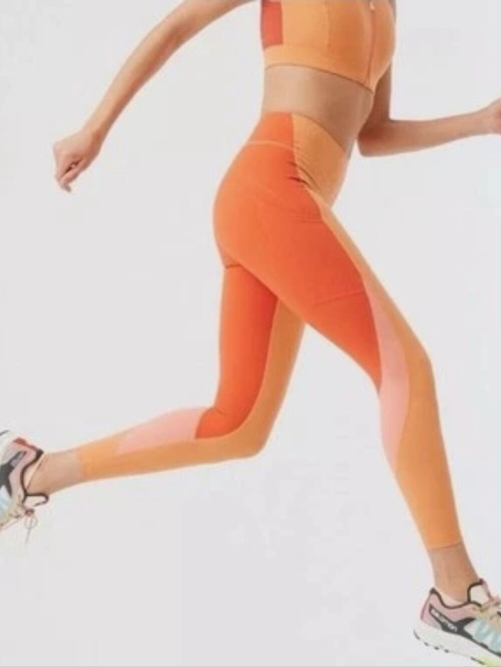 Outdoor Voices Orange Colorblock High-Rise Leggings
